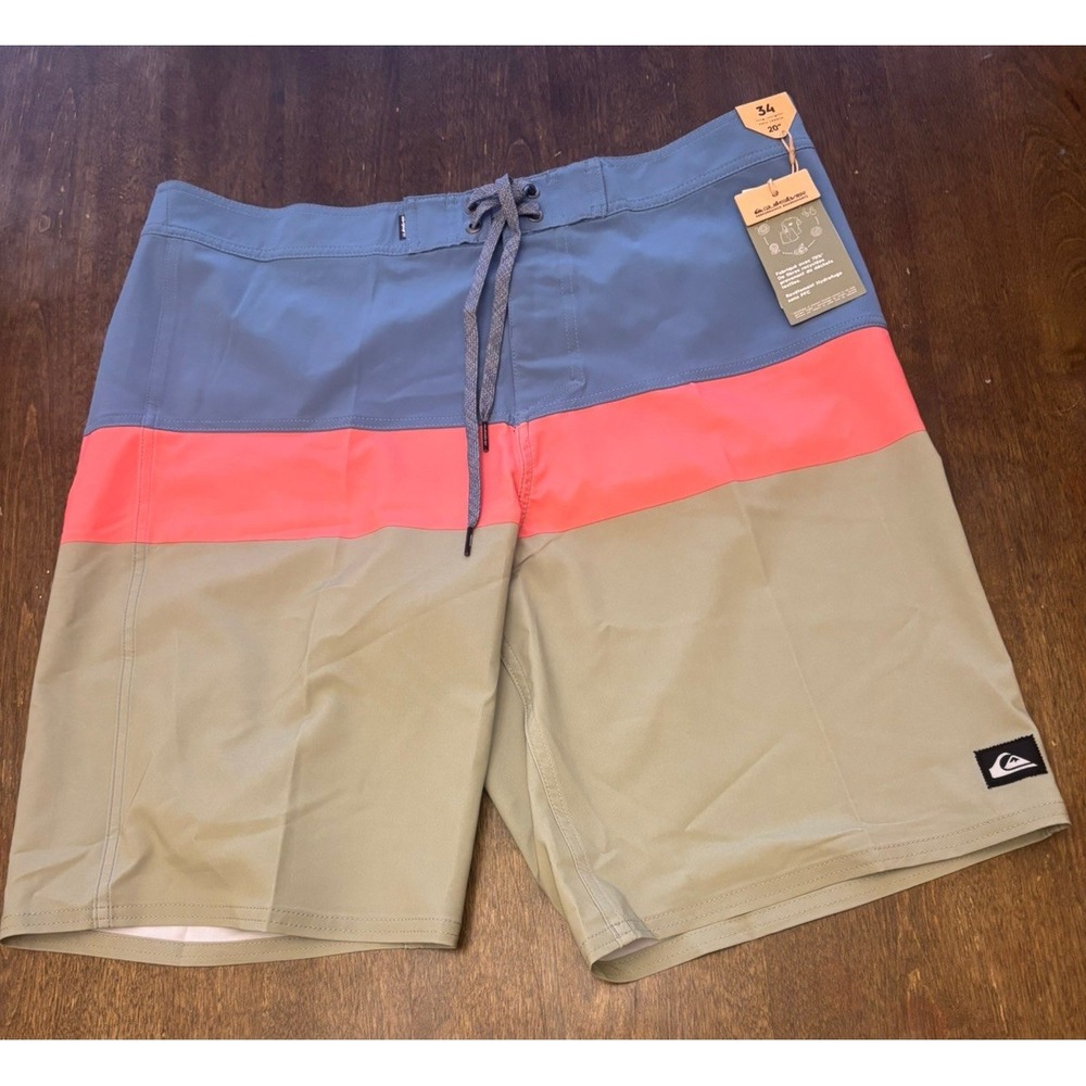 Quicksilver Mens Surfsilk Panel Highline 20" Board shorts Blue Size 34
